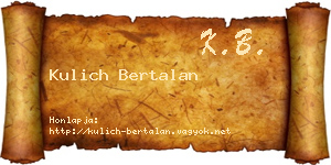 Kulich Bertalan névjegykártya